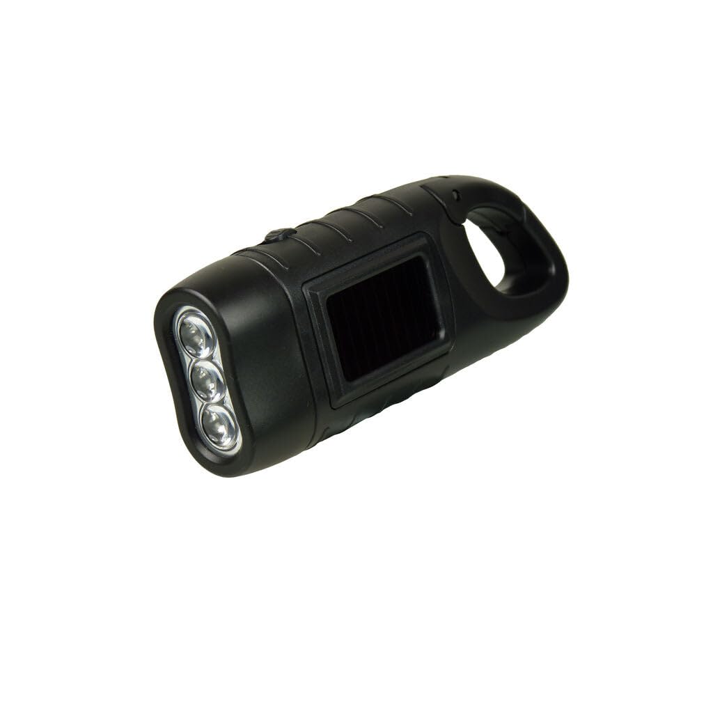 POWERplus Seahorse Dynamo Solar 3 LED Flashlight, Steel, Black