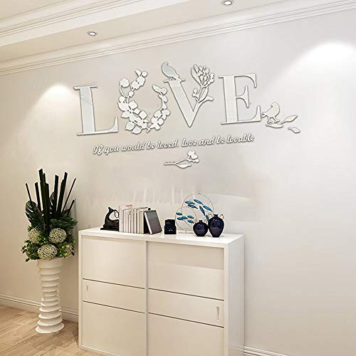 Iusun Wall Sticker D Leaf LOVE Wallpaper Removable DIY Mural Paper Decoration for Room Home Nursery Bedroom Office Supplies Decal - Ship From USA (White) - Thumbnail 5