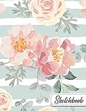 Sketchbook: Cute Blank Sketchbook with Crisp White Pages for Drawing, Sketching, Doodling and More. Cute Extra Large XL Notebook For Girls, Teens and Women - Pretty Cartoon Roses Print by Nifty Sketchbooks
