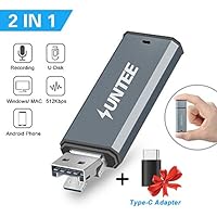 Suntee Mini Voice Recorder, 8GB Digital Audio Recorder for Lecture Meeting Interview Class, USB Pocket Voice Recorder Dictaphone, Dual USB Rechargeable ( Includes Type-C Adapter)