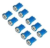 Cutequeen 10pcs LED Car Lights Bulb Blue T10 3528 4-smd 194 168 (Pack of 10)
