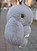 Genuine Rex Rabbit Fur Charm Bunny Rabbit Plush Toy Handmade Cute Fluffy Real Fur Keychain Cell Phone Charm, 6-Inch Tall (light grey)