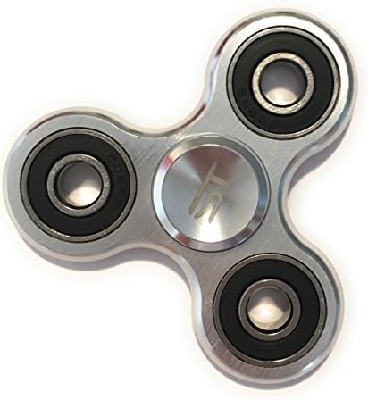 Aluminum Fidget Spinner Toy - High Speed Hybrid Ceramic Bearing - Silver Metal Spinner - At Least 3 Min Spins - Premium EDC ADHD - eBOOK included - SpinTime