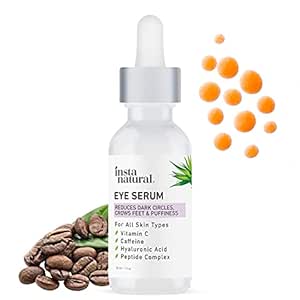 InstaNatural Eye Serum for Dark Circles &amp; Puffiness, Reduces Bags, Wrinkles, Fine Lines, Sagging Skin &amp; Puffy Eyes 1 Fl Oz