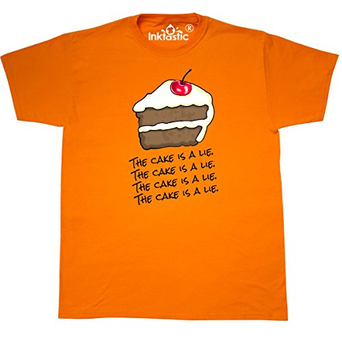 Inktastic - Geek The Cake Is A Lie. T-Shirt Large Safety Orange