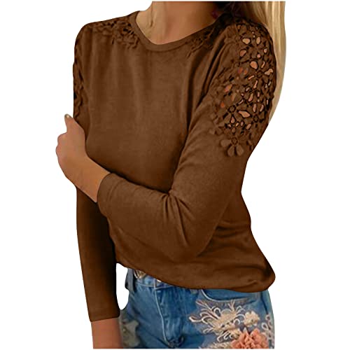 Women's Plus Size Long Sleeve Shirts Lace Hollow