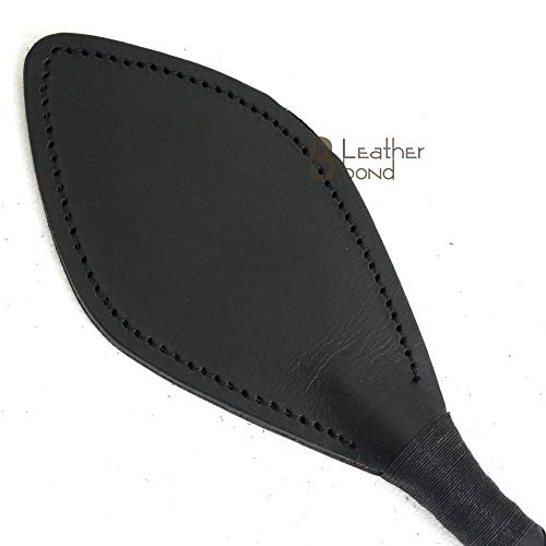 Real Cowhide Leather & Fiberglass Equestrian Riding Crop Whip with Wider Slapper