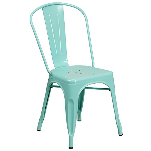 Flash Furniture Mint Green Metal Indoor-Outdoor Stackable Chair