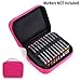 BTSKY Double-Ended Art Marker Carrying Case Organizer for Lipsticks-40 Slots Canvas Zippered Markers Storage(Pink)