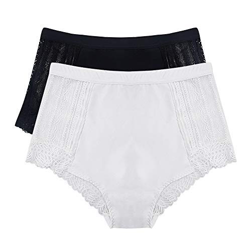 Women's High Waist Tummy Control Panties Stretch Lace Briefs Comfort Soft Underwear