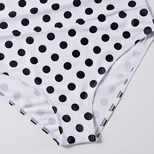 Maternity Bikinis Tankini Floral Flouncing Swimsuit One Piece Beachwear White with Black Polka Dot L