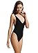zeraca Women's Sexy Retro High Cut One Piece Monokini Swimsuits L14 Black