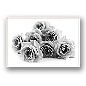 Framed Canvas Wall Art for Living Room, Bedroom Grey Rose Flowers Canvas Prints for Modern Home Decoration Ready to Hang - 16"x24" inches