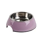 Small and Cute Cat Bowl With Stainless Steel Insert Dish - FDA Approved and Dishwasher Safe - Holds 5.4 Fluid Ounces with Dimensions of 5.5 x 5.5 x 1.8 Inches (Pink)