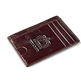 Slim LEATHER Wallet minimalist front pocket RFID Protection(Brown)