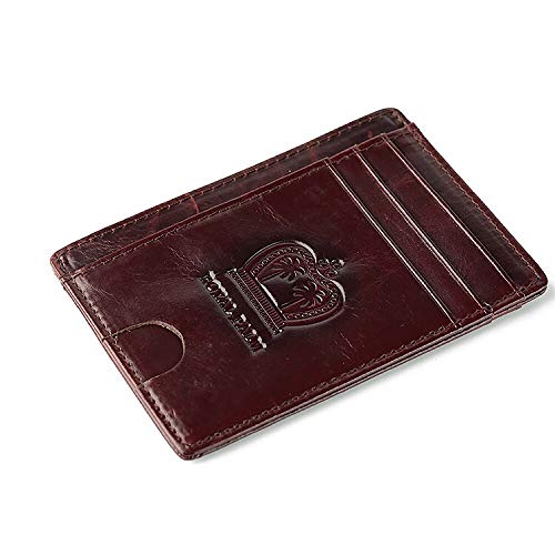 Slim LEATHER Wallet minimalist front pocket RFID Protection(Brown)
