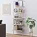 Nathan James Theo 5-Shelf Modern Bookcase, Open Wall Mount Ladder Bookshelf with Industrial Metal Frame, Gray Oak Wood/White