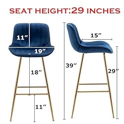 GBZB 29 Inches Bar Chairs, Velvet Bar Stool Set of