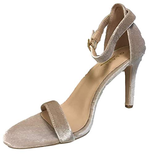 Womens Ankle Strap High Heel - Dress Wedding Party Sandal - Basic Pump Low Heel Marvel by J. Adams Taupe
