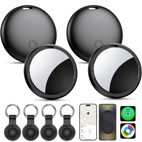 Android and iOS Tracker, 4 Pieces Android Smart Tag, Works with Google Where App and Apple Find My, Find Objects Tracker Bluetooth Tag Key Locator for Keys/Luggage/Suitcases