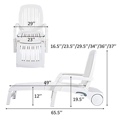 Giantex Chaise Lounge Outdoor 6 Adjustable Backrests Lounge Chair