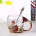 Tea Cup Coffee Mug Cups, 2018 Handmade Butterfly Rose,13 oz (Red Rose) Ideal for Friend Wedding Anniversary Birthday Presents