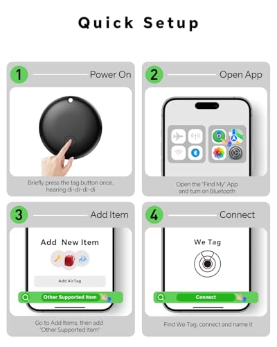 Smart Air Tracker Tags 4 Pack, Smart Wireless Tracker Compatible with Apple Find My (iOS Only), IP67 Waterproof Item Finder with Replaceable Battery for Keys, Luggage, Bags, Suitcases