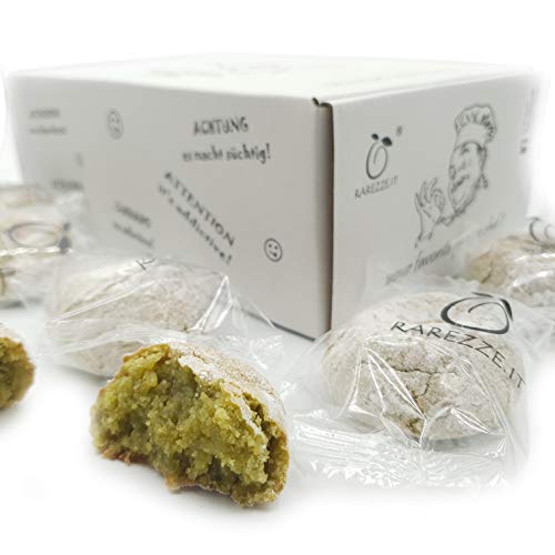 RAREZZE - Paste di mandorla siciliana al PISTACCHIO, produzione ARTIGIANALE, preparate ALL'ORDINE in monoporzione. Confezione regalo decorata (gr.400). RAREZZE: la pasticceria tradizionale di Sicilia