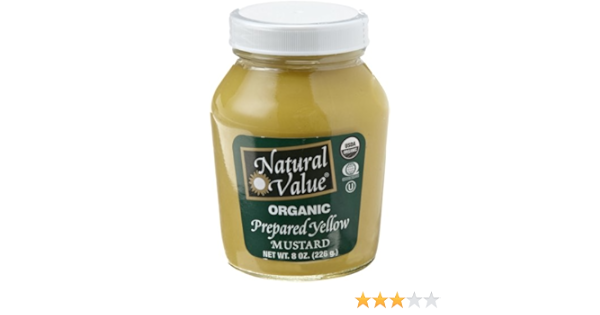 Amazon Com Natural Value Organic Prepared Yellow Mustard 8 Ounce Glass Jars Pack Of 12 Mustard Spices And Herbs Grocery Gourmet Food