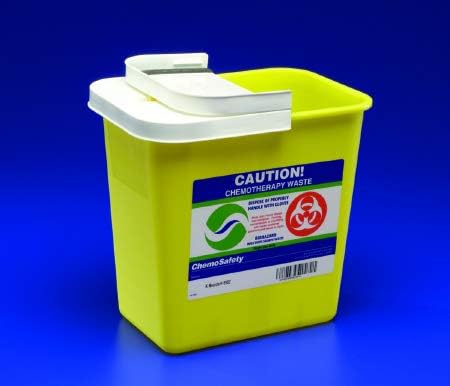 89892801 Chemotherapy Sharps Container SharpSafety 1-Piece 26H X 18.25W X 12.75D Inch 18 Gallon Yellow Base Hinged Lid