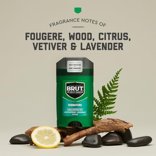 BRUT SIGNATURE SCENT ANTIPERSPIRANT AND DEODORANT – SCENTED DEODORANT STICK FOR MEN – POWERFUL SWEAT PROTECTION – ELIMINATES ODORS – 2.7 OZ