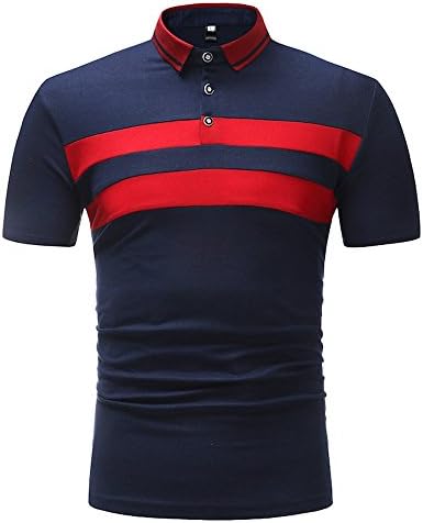 Men's Polo T-Shirt, Classic Men's Casual Golf Tops Polo Shirts Short Sleeve Stripe Blouse Mens Shirts