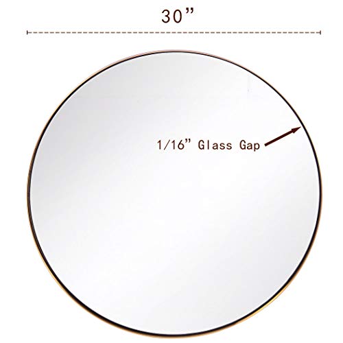 Round Mirror for Bathroom, Gold Circle Mirror for Wall Mounted, 30'' Modern Brushed Brass Metal Frame Round Mirror For Wall Decor, Vanity, Living Room, Bedroom