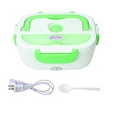 Allrise 110V US Plug Portable Car Use Electric Heating Lunch Box Mini Travel Rice Cooker Portable ,1L Meal Heater Food Warmer,Green