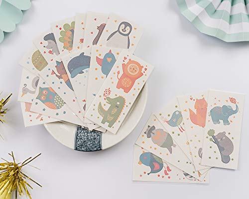 PapaKit Cute Zoo Animals 36 Temporary Tattoos Set | 18 Individually Wrapped Sheets | Non-Toxic FDA Approved Ingredients Safe Removable | Boys Girls Children's Birthday Party Favor Supplies ...