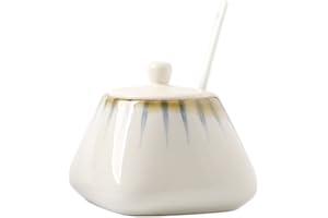 CHOOLD Vintage Hand-Painted Ceramic Spice Jar with Lid Spoon Seasoning Box Condiment Pots Spice Racks for Kitchen Restaurant Housewarming Gift