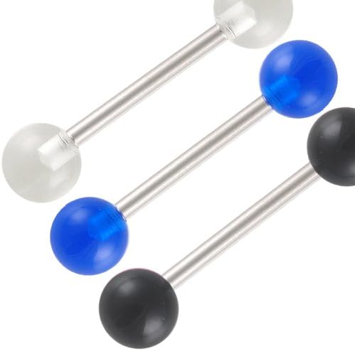 3Pcs 14g 14 gauge 1.6mm 16mm steel tongue ring straight barbell tounge bar set Body piercing Jewelry AZOF