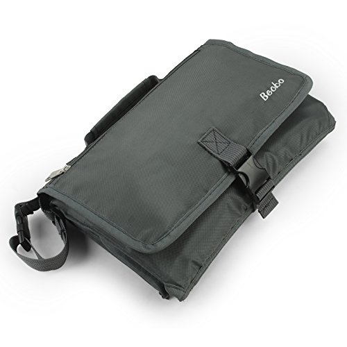 Becko Portable Foldaway Babies' Diaper Changing ad/Bag, Multifunctional Neutral Eco-Friendly Tote Bag, Easy to Clean, with Anti-Skid Band & Multiple Pockets (Black)