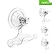 Suction Cup Hooks, BUDGET & GOOD Reusable Waterproof Shower Hook, 4Pcs Vacuum Suction Hooks - Razor Holder - Wreath Hook - Multi-Use for Bathroom Kitchen Office, Storage & Organization for Accessories