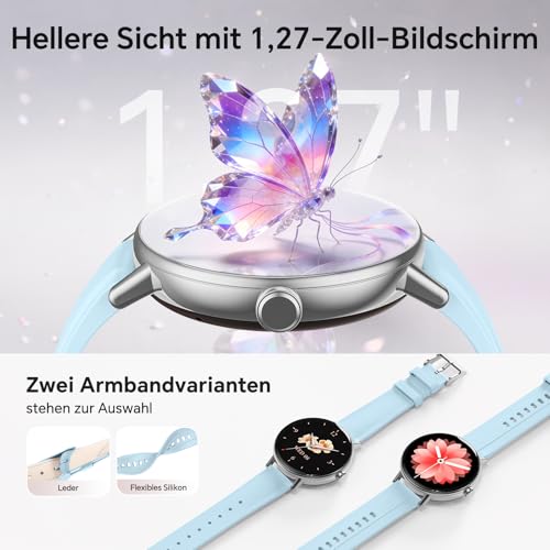 Gydom Women's Round Smartwatch 1.27 Inch Smart Watch with Phone Function, Fitness Watch with SpO2 Heart Rate Stress Calories Sleep Pedometer, 100+ Sports Modes IP68 Waterproof Sports Watch for iOS