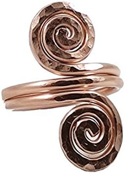 Elaments Design Solid Copper Ring Clean Spiral Sequence Hand Hammered Size 4