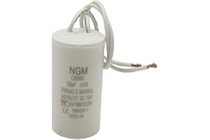 RESILORA 20UF MFD CBB60 Motor Run Capacitor 250VAC Volts Round Cylinder 2 Wires, Metallized Polypropylene Film Capacitor for Motor Run, Air Conditioners, Washing Machines and Water Pumps