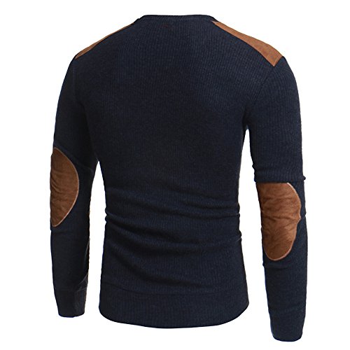 Simayixx Tops for Men, Oxford Dress Shirts Mens Solid Patchwork Beefy Muscle Blouse Tunic Tee Loose Warm Pullover Sweaters
