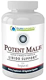 POTENT MALE: Super Concentrated Tongkat Ali with Horny Goat Weed, Cordyceps, Gingko and L-Arginine - Natural Testosterone Supplement - Strength and Libido Enhancer For Men - 600mg - 60 Veggie Capsules