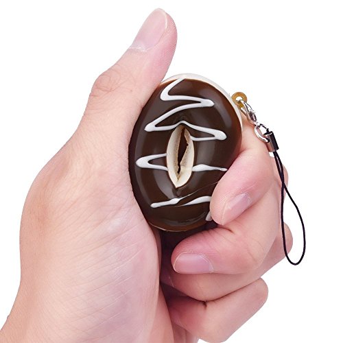 SUNREEK 30 PCS Random Kawaii Mini Soft Foods Panda Bread Bun Toasts Donuts Phone Straps Charm,Squishies Phone Key Chain Bread Strap,Hand Pillow Toy Gift
