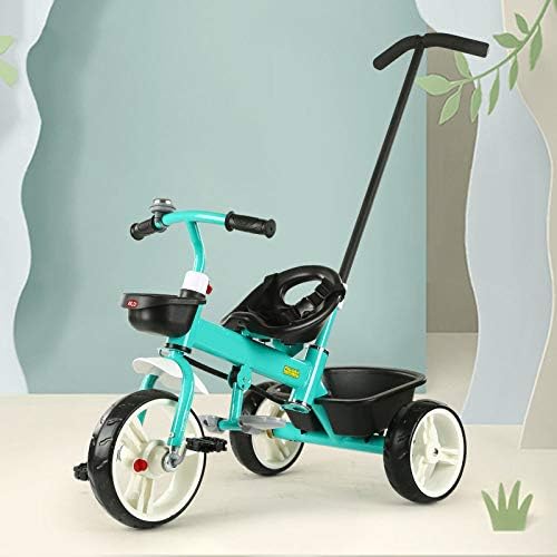 2 In 1 Childrens Tricycles 12 Months To 5 Years 180° Swivelling Saddle Seat Can Be Adjusted Back Kids Tricycle Stable Detachable And Adjustable Push Handle Child Trike Maximum Weight 35 Kg,Green
