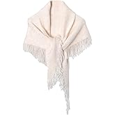 Fuimsul Women Elegant Fringe Knit Triangle Shawls Wraps Trendy Solid Color Open Front Knotted Pashmina Scarf