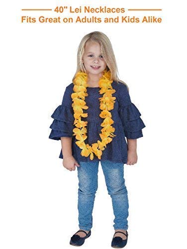 image for Prextex 80 Count Hawaiian Flower Lei for Luau Party - Bulk Set of Flor