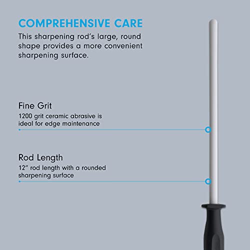Messermeister 12” Ceramic Sharpening Rod Knife Sharpener Fine 1200