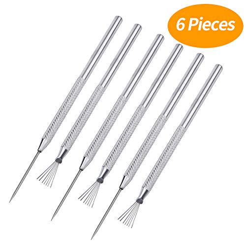 Senkary 6 Pieces Clay Ceramic Needle Detail Tools and Feather Wire Texture Tool for Clay Pottery Sculpting